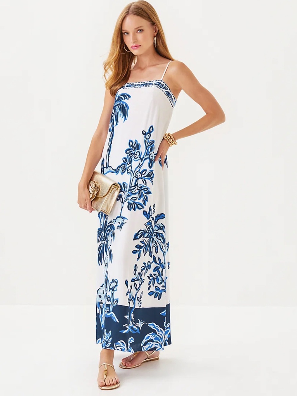 Lilly Pulitzer Jesslyn Silk Maxi Slip Dress Resort White Oversized Tall Tales 4